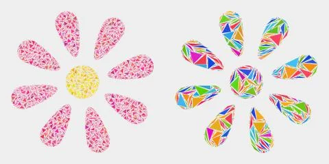 Vector Flower Mosaic Icon of Triangle Elements Illustrazione stock