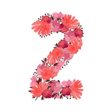 Vector flower number 2. Botanical character, figure. Pink, maroon, coral color Stock Illustration