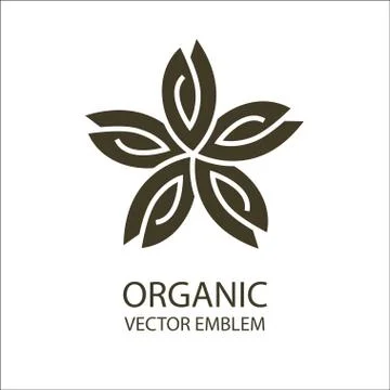 Vector flower organic emblem, outline symbol Stock Illustration