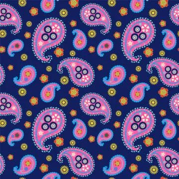 Vector flower paisley pattern Summer colored textile Stock Illustration