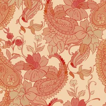 Vector flower paisley seamless pattern element. Stock Illustration