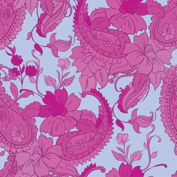 Vector flower paisley seamless pattern element. Stock Illustration