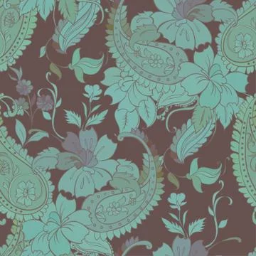 Vector flower paisley seamless pattern element. Illustrazione stock