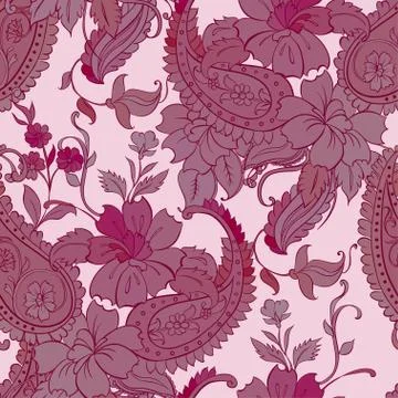 Vector flower paisley seamless pattern element. Stock Illustration