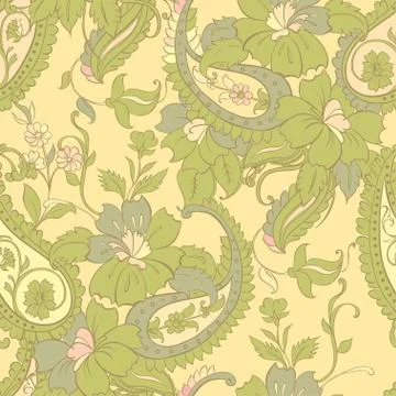 Vector flower paisley seamless pattern element. Stock Illustration