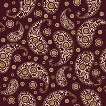 Vector flower paisley seamless pattern element. Stock Illustration