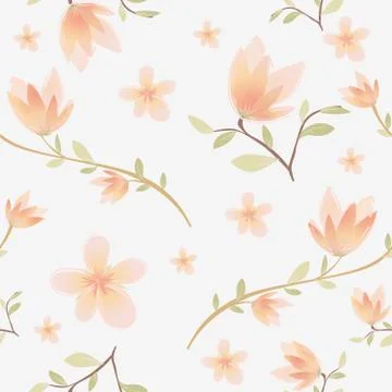 Vector flower pattern of leaves and twigs. Stock Illustration