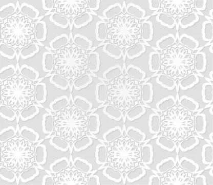 Vector flower pattern. Retro circle spring or summer floral pattern. white Stock Illustration