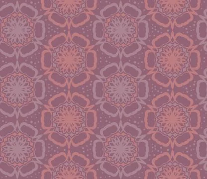 Vector flower pattern. Retro circle spring or summer floral pattern. Red Stock Illustration