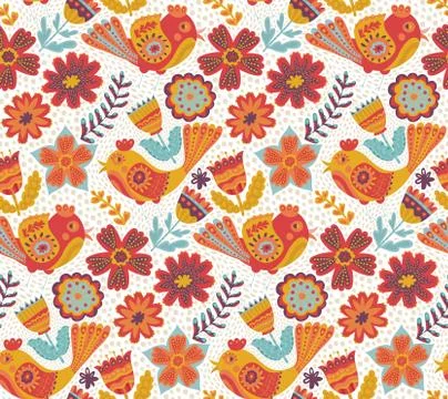 Vector flower pattern, seamless botanic texture Illustrazione stock