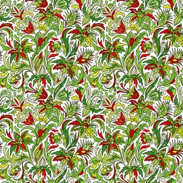 Vector flower pattern. Seamless botanic texture, flowers illustrations. Floral Illustrazione stock