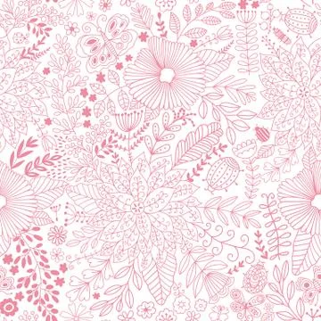 Vector flower pattern. Seamless botanic texture, Stock Illustration