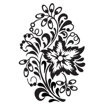 Vector flower pattern on white background. Ornamental design element. Stock Illustration