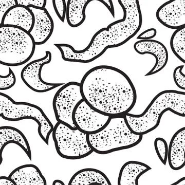 Vector flower seamless background. Black stroke flowers on white background Stock Illustration
