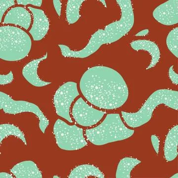 Vector flower seamless background. Mint and brown colors Stock Illustration
