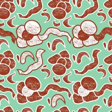 Vector flower seamless background. Mint and brown colors Stock Illustration