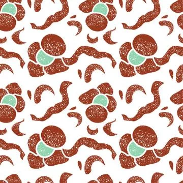 Vector flower seamless background. Mint and brown colors Stock Illustration