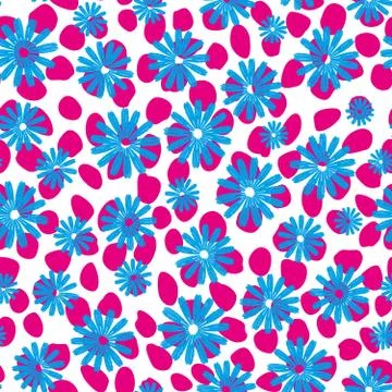 Vector flower seamless on dotted background Stock Illustration