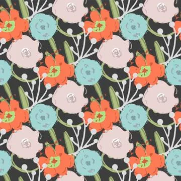 Vector flower seamless pattern on a background Stock Illustration