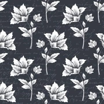 Vector flower seamless pattern element with ancient text. Elegant texture for Illustrazione stock