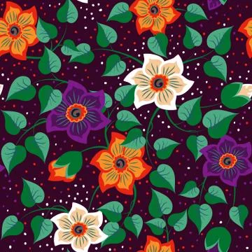 Vector flower seamless pattern element. Elegant texture for backgrounds. Clas イラスト素材