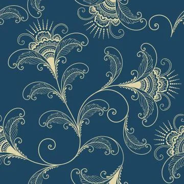 Vector flower seamless pattern element. Elegant texture for backgrounds. Clas イラスト素材