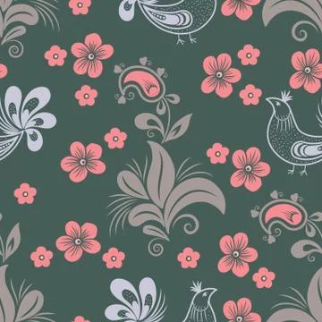 Vector flower seamless pattern element. Elegant texture for backgrounds. Clas Stock Illustration