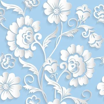 Vector flower seamless pattern element. Elegant texture for backgrounds. 3D e 스톡 일러스트