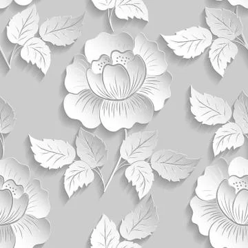 Vector flower seamless pattern element. Elegant texture for backgrounds. 3D e 스톡 일러스트