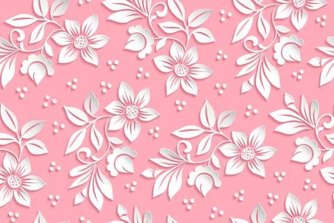 Vector flower seamless pattern element. Elegant texture for backgrounds. 3D e Stock Illustration