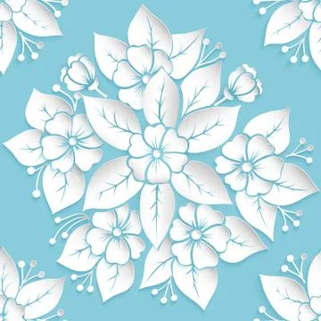 Vector flower seamless pattern element. Elegant texture for backgrounds. 3D e Stock Illustration