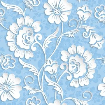 Vector flower seamless pattern element. Elegant texture for backgrounds. 3D e Stock Illustration