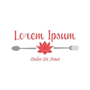 Vector flower spoon and fork illustrations for food company icons with classi Stock Illustration