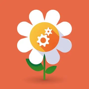 Vector flower with two gears Stock Illustration