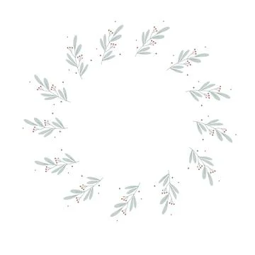 Vector flower wreath with berries and twigs. Made in delicate colors. For inv Stock Illustration