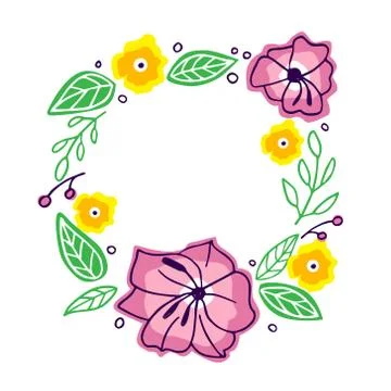 Vector flower wreath isolated on white background Stock Illustration