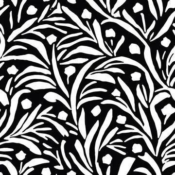 Vector Flowers, Black and White Floral Seamless Pattern Illustrazione stock