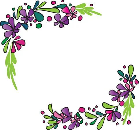 Vector flowers border card frame background Stock Illustration