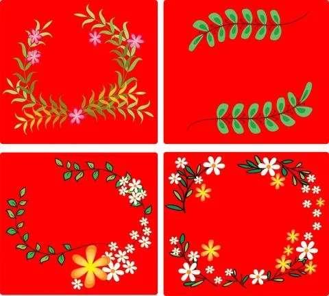 Vector flowers border card frame background  set Stock Illustration