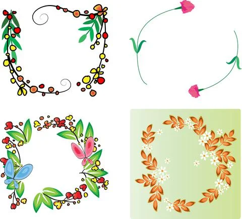 Vector flowers border card frame background  set Stock Illustration