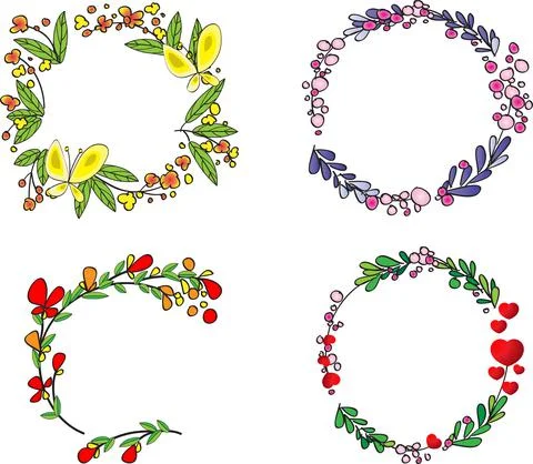 Vector flowers border card frame background  set Stock Illustration