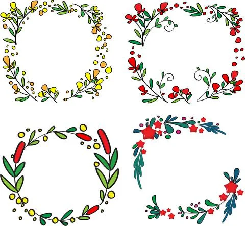 Vector flowers border card frame background  set Stock Illustration