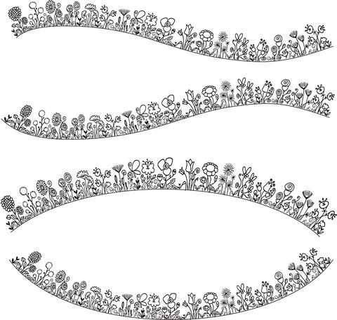 Vector flowers border frame background set Stock Illustration