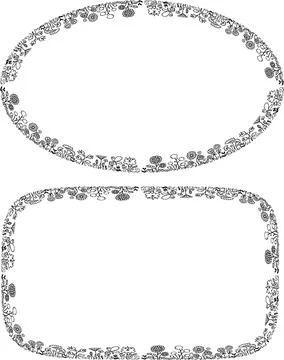 Vector flowers border frame background set Stock Illustration