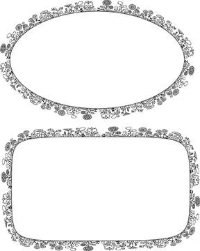 Vector flowers border frame set Stock Illustration