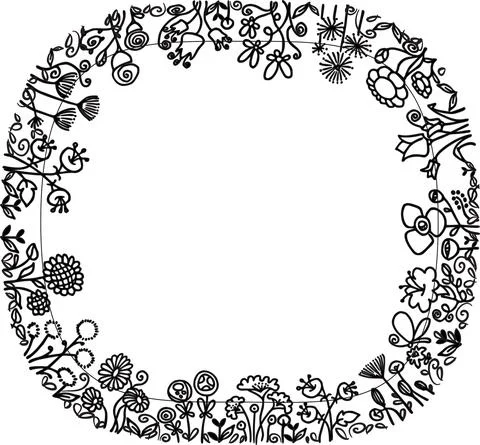 Vector flowers circle border frame Stock Illustration
