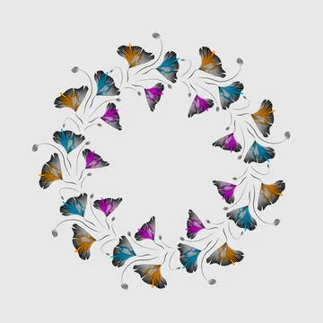 Vector flowers circle frame. It can be used for invitation, card, postcard, c Stock Illustration