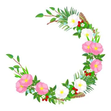 Vector flowers frame pattern Illustrazione stock