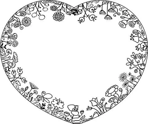 Vector flowers heart shape border frame Illustrazione stock