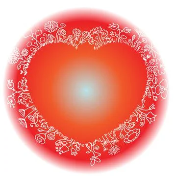 Vector flowers heart shape border frame Stock Illustration